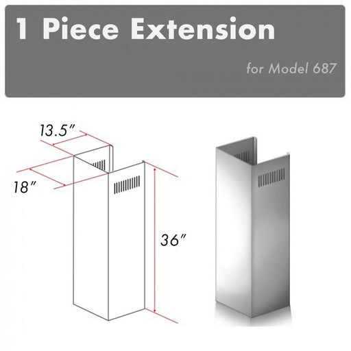 ZLINE 1 Piece Chimney Extension for 10' Ceiling, 1PCEXT-687 - Farmhouse Kitchen and Bath