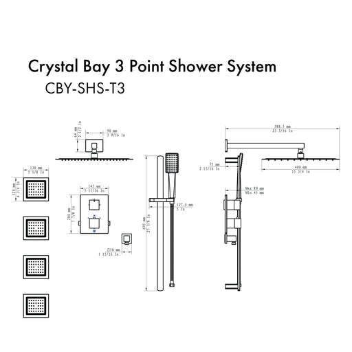 ZLINE Crystal Bay Thermostatic Shower System with Body Jets CBY-SHS-T3-CH - Farmhouse Kitchen and Bath
