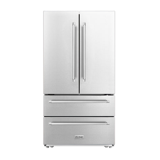 ZLINE 36" French Door Refrigerator with Ice Maker, Stainless Steel, RFM-36 - Farmhouse Kitchen and Bath