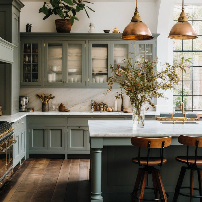 10 Compelling Reasons to go with Green Kitchen Cabinets - Farmhouse Kitchen and Bath