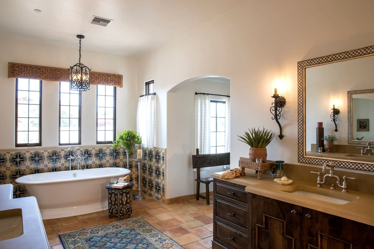 10 Spanish Mediterranean Bathroom Ideas: Infusing Elegance and Charm - —  Farmhouse Kitchen and Bath, image size:1200x800