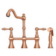 Two-Handles Copper Bridge Kitchen Faucet with Side Sprayer — AK96718-C-48