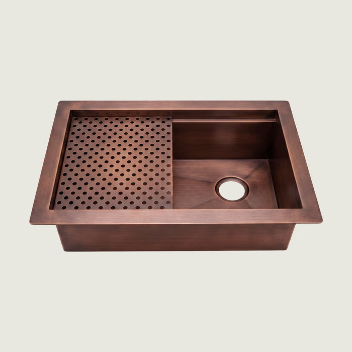 Nauxus Custom Workstation Undermount Copper Kitchen Sink, UDMK02-NX
