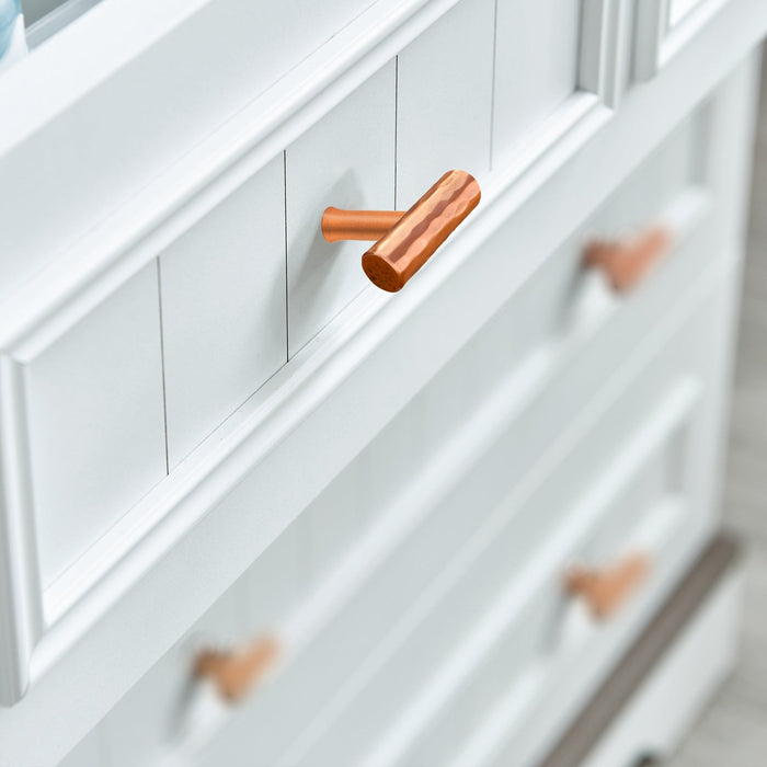 Akicon Hammered Copper Kitchen T Bar Cabinet Pulls 100% Solid Brass Drawer Knob — AK01917A-C-10PACKS