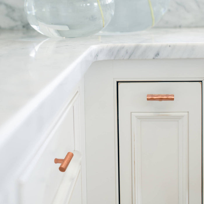 Akicon Hammered Copper Kitchen T Bar Cabinet Pulls 100% Solid Brass Drawer Knob — AK01917A-C-10PACKS