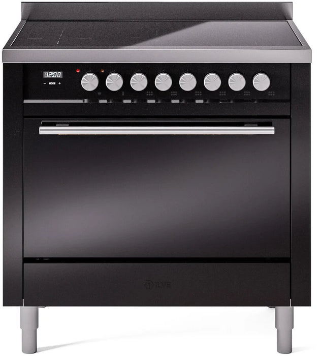 ILVE 36"Professional Plus Freestanding Induction Range Glossy Black UPI366QMPBK