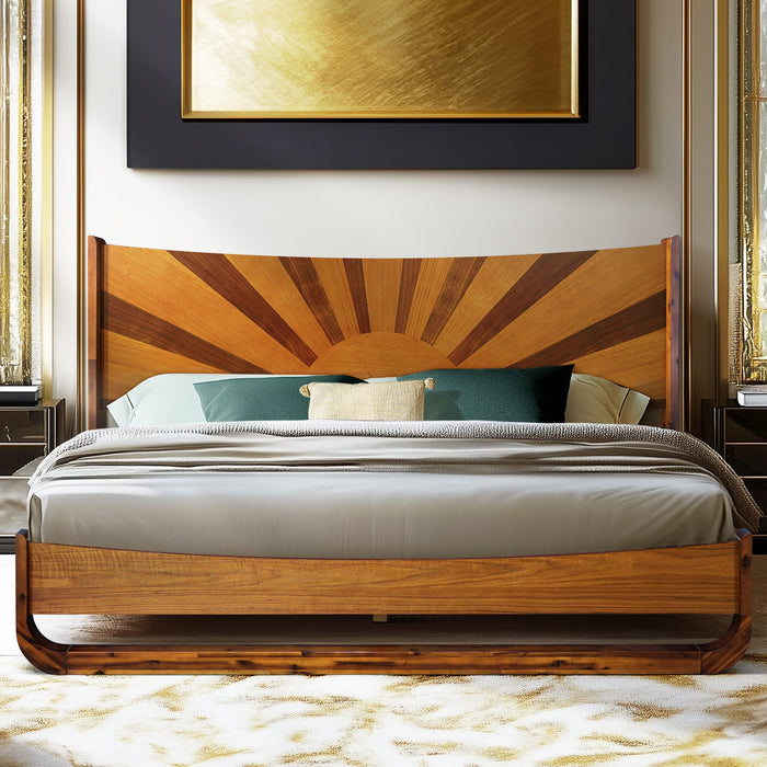 Sunset Solid Wood Bed Frame With Headboard