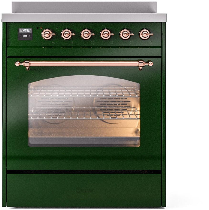 ILVE Nostalgie II 30" Electric Range, Emerald Green, Copper Trim UPI304NMPEGP ILVE