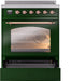 ILVE Nostalgie II 30" Electric Range, Emerald Green, Copper Trim UPI304NMPEGP ILVE