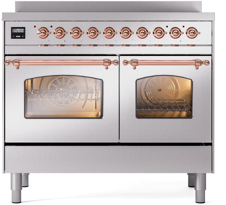 ILVE Nostalgie II 40" Electric Range, Stainless Steel, Copper Trim UPDI406NMPSSP ILVE