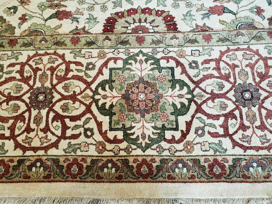 12' X 15' One-of-a-Kind Indian Hand-Knotted Wool Rug Hand Made Floral Ivory Nice