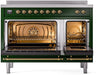 ILVE Nostalgie II 48" Electric Range, Emerald Green, Brass Trim UPI486NMPEGG ILVE