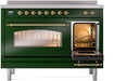 ILVE Nostalgie II 48" Electric Range, Emerald Green, Brass Trim UPI486NMPEGG ILVE