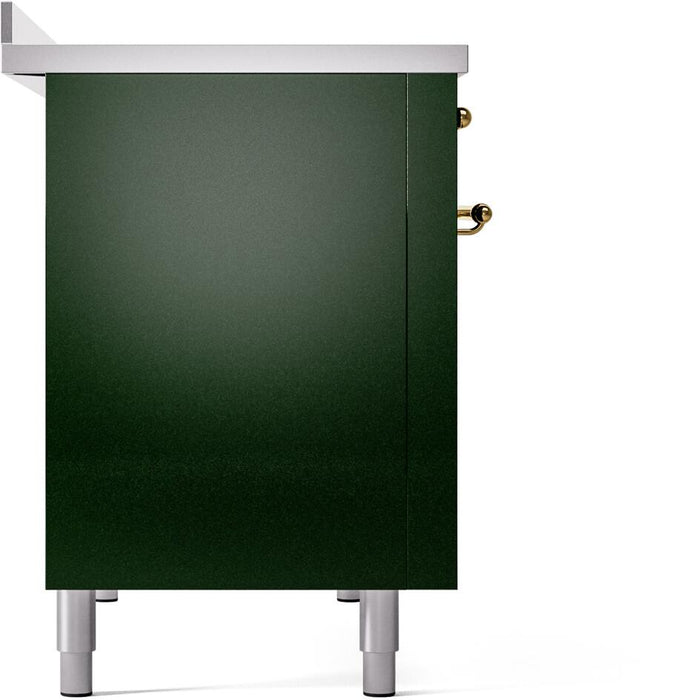 ILVE Nostalgie II 48" Electric Range, Emerald Green, Brass Trim UPI486NMPEGG ILVE