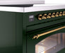 ILVE Nostalgie II 48" Electric Range, Emerald Green, Brass Trim UPI486NMPEGG ILVE