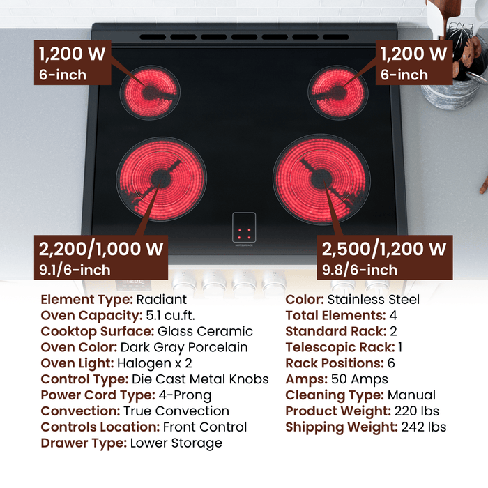 Rangaire 30" Electric Range AirFry Convection Oven Slide-in Stainless Steel RRE303TS