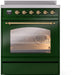 ILVE Nostalgie II 30" Electric Range, Emerald Green, Brass Trim UPI304NMPEGG ILVE