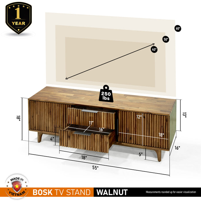 Bosk Wood Fluted TV Stand