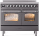 ILVE Nostalgie II 40" Electric Range, Matte Graphite, Chrome Trim UPDI406NMPMGC ILVE