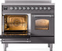 ILVE Nostalgie II 40" Electric Range, Matte Graphite, Chrome Trim UPDI406NMPMGC ILVE