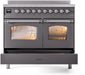 ILVE Nostalgie II 40" Electric Range, Matte Graphite, Chrome Trim UPDI406NMPMGC ILVE