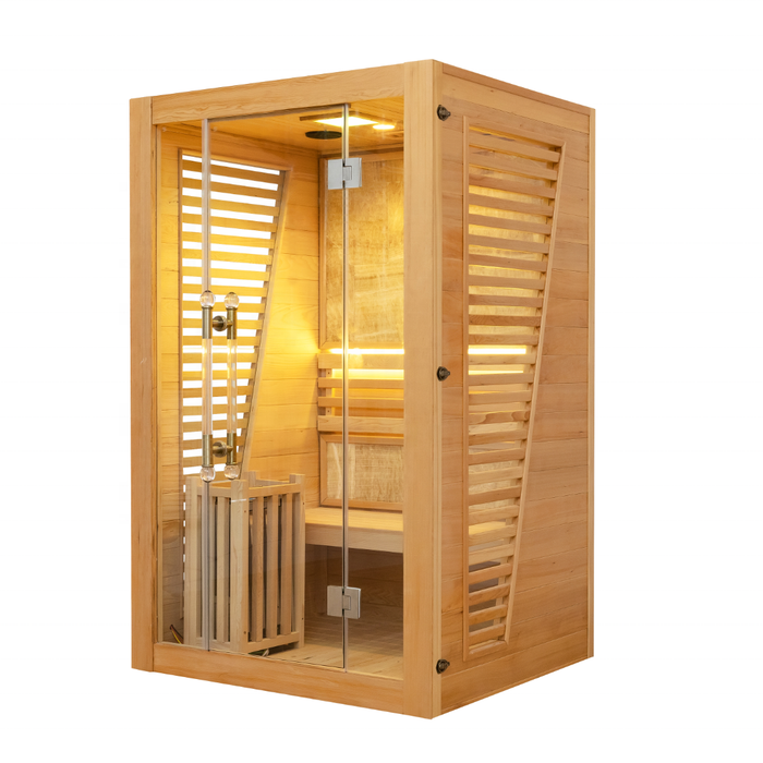 SAUNA EVOLUTION®  Commercial Red Cedar Hemlock Indoor Steam Sauna Room Glass 01