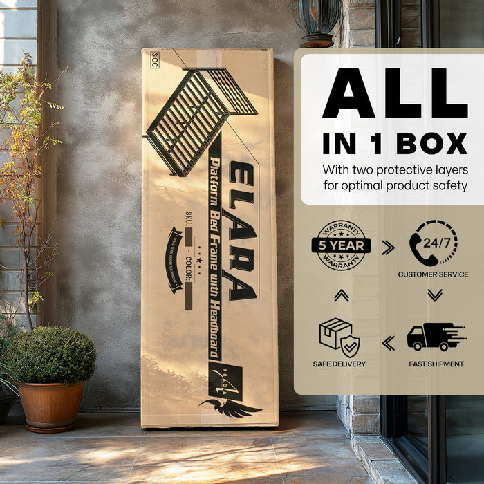 Acacia Elara Platform Bed Frame with Headboard