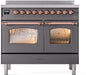 ILVE Nostalgie II 40" Electric Range, Matte Graphite, Copper Trim  UPDI406NMPMGP ILVE