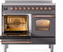 ILVE Nostalgie II 40" Electric Range, Matte Graphite, Copper Trim  UPDI406NMPMGP ILVE