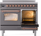 ILVE Nostalgie II 40" Electric Range, Matte Graphite, Copper Trim  UPDI406NMPMGP ILVE