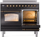 ILVE Nostalgie II 40" Electric Range, Glossy Black, Bronze Trim UPDI406NMPBKB ILVE