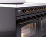 ILVE Nostalgie II 40" Electric Range, Glossy Black, Bronze Trim UPDI406NMPBKB ILVE