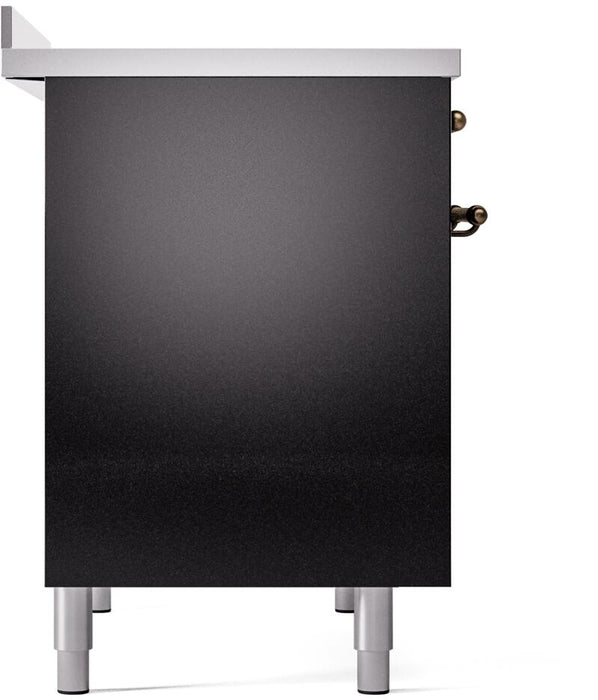 ILVE Nostalgie II 40" Electric Range, Glossy Black, Bronze Trim UPDI406NMPBKB ILVE