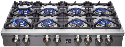 Forno Spezia 48 in. 8 Burner Cooktop with Wok Ring and Griddle in Stainless Steel, FCTGS5751-48 Forno