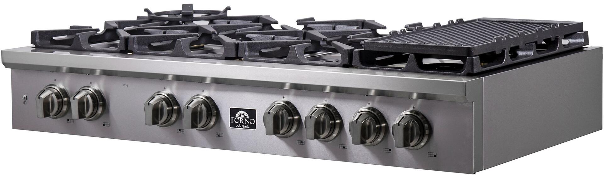 Forno Spezia 48 in. 8 Burner Cooktop with Wok Ring and Griddle in Stainless Steel, FCTGS5751-48 Forno