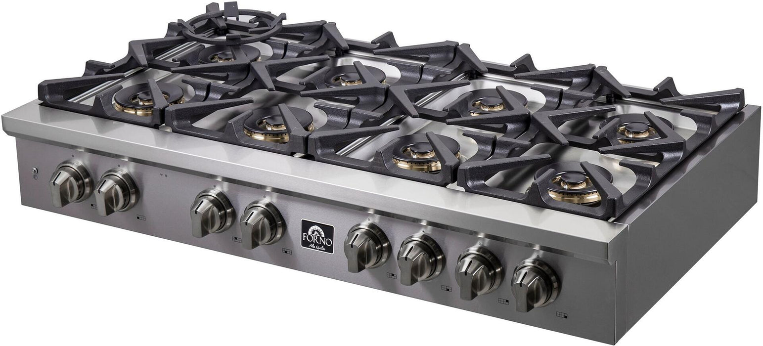 Forno Spezia 48 in. 8 Burner Cooktop with Wok Ring and Griddle in Stainless Steel, FCTGS5751-48 Forno