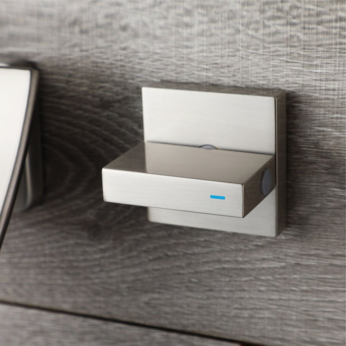 Brushed Nickel Wall Mount Waterfall Bathroom Sink Faucet with Overflow Brass Pop-Up Drain