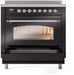 ILVE Nostalgie II 36 " Electric Range, Glossy Black, Chrome Trim UPI366NMPBKC ILVE