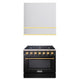 Akicon 36" Stainless Steel Range Hood with 600 CFM Insert & 6-Burner Gas Range Combo – Powerful Ventilation, Convection Oven, Multiple Finishes — AK-HS36HB-BSG & AK-JK36A1-BS