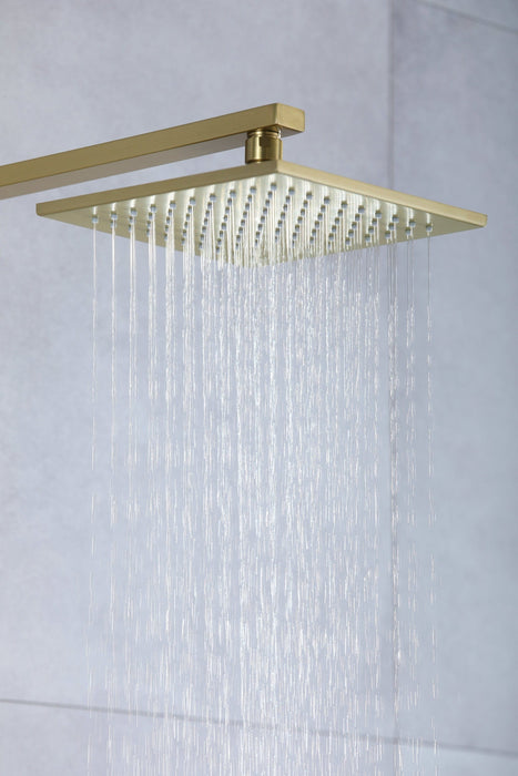 Luxurious Brushed Gold Or Matte black Wall-Mounted Thermostatic Rain Exposed Shower Set with Tub Spout