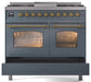 ILVE Nostalgie II 40 " Dual Fuel Natural Gas Range, Blue Grey, Brass Trim, UPD40FNMPBGG - Farmhouse Kitchen and Bath