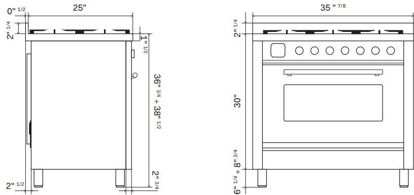 ILVE Nostalgie II 36" Dual Fuel Liquid Propane Range, Burgundy, Chrome Trim UP36FNMPBUCLP ILVE