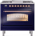 ILVE Nostalgie II 36" Dual Fuel Natural Gas Range, Blue, Copper Trim UP36FNMPMBP ILVE