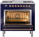 ILVE Nostalgie II 36" Dual Fuel Natural Gas Range, Blue, Copper Trim UP36FNMPMBP ILVE