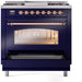 ILVE Nostalgie II 36" Dual Fuel Liquid Propane Range, Blue, Copper Trim UP36FNMPMBPLP ILVE