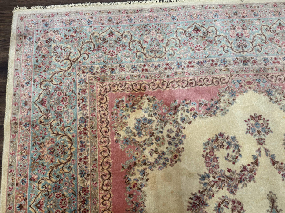 10x14 Karastan Kirman Rug #784 Pastel Ivory Kirman Medallion, Wool Antique Original 700 Series