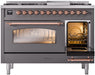 ILVE Nostalgie II 48" Dual Fuel Liquid Propane Range, Matte Graphite, Copper Trim ILVE UP48FNMPMGPLP ILVE