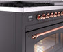 ILVE Nostalgie II 48" Dual Fuel Liquid Propane Range, Matte Graphite, Copper Trim ILVE UP48FNMPMGPLP ILVE