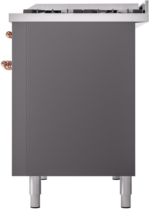 ILVE Nostalgie II 48" Dual Fuel Liquid Propane Range, Matte Graphite, Copper Trim ILVE UP48FNMPMGPLP ILVE