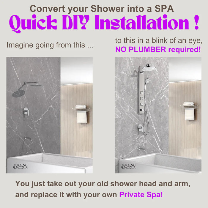 Forno Acqua AcquaSPA Shower Panel, Overhead Rainfall Shower, Handheld Shower Head SL31MC-L2